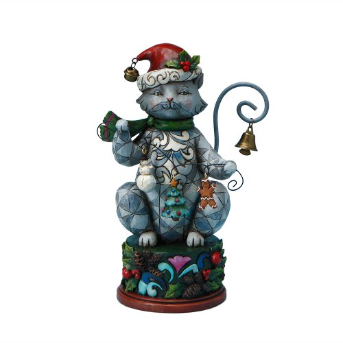0045544291583 - JIM SHORE CHRISTMAS HEARTWOOD CREEK FROM ENESCO CAT WITH CHRISTMAS GARLAND FIGURINE 6.5 IN