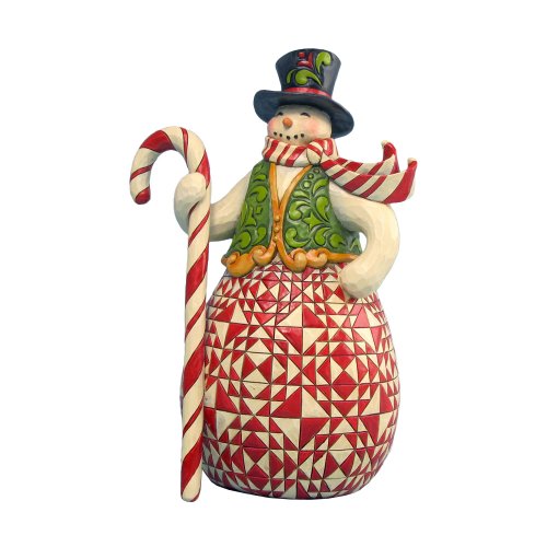 0045544392815 - JIM SHORE HEARTWOOD CREEK FROM ENESCO RED AND GREEN SNOWMAN FIGURINE 9.25 IN