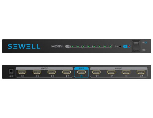 0045555677024 - SEWELL DIRECT SW-29446 8 PORT (1X8) V1.3B HDMI SPLITTER WITH 3D SUPPORT