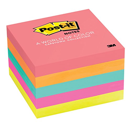 0045555933854 - POST-IT NOTES, 3 IN X 3 IN, CAPE TOWN COLLECTION, 5 PADS/PACK (654-5PK)
