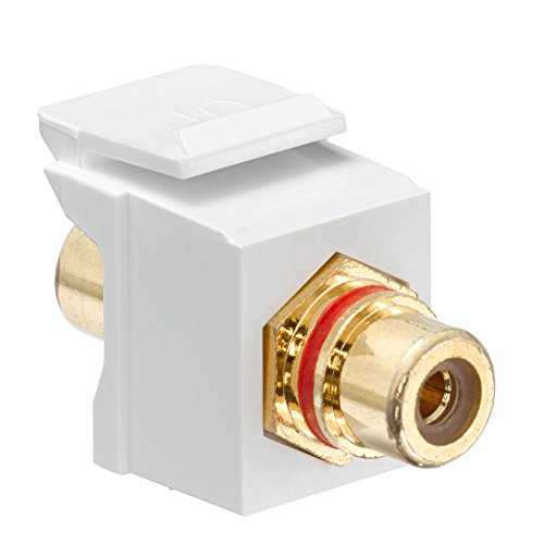 0045555998556 - LEVITON 40830-BWR QUICKPORT RCA, GOLD-PLATED CONNECTOR WITH RED STRIPE, WHITE