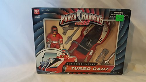 0045557029722 - POWER RANGERS TUBO BANDAI 1997 TURBO CART WITH RED RANGER ACTION FIGURE