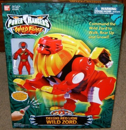 0045557102173 - POWER RANGERS DELUXE RED LION WILD ZORD ELECTRONIC ACTION FIGURE