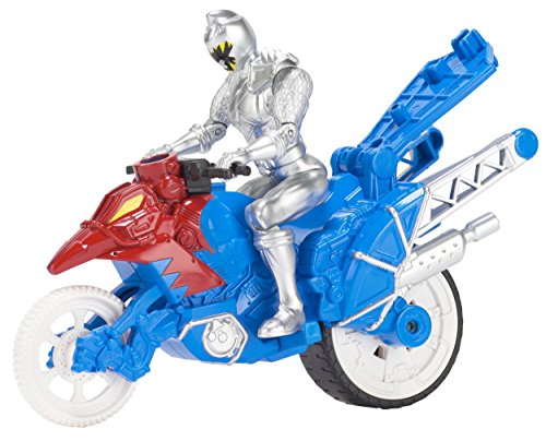 0045557430788 - POWER RANGERS DINO SUPER CHARGE - DINO STUNT BIKE WITH SILVER RANGER ACTION FIGURE, 5