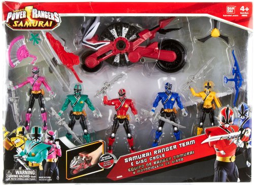 0045557960865 - SAMURI RANGER TEAM AND DISC CYCLE - POWER RANGERS YELLOW, PINK, RED, BLUE AND GREEN