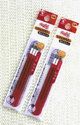4560214920304 - PILOT FRIXION BALL SLIM GEL INK PEN REFILL-0.38MM-RED-PACK OF 3X2PACK