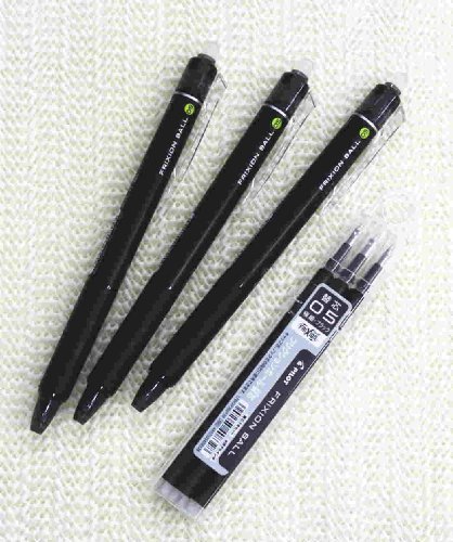 4560214920403 - PILOT FRIXION BALL KNOCK RETRACTABLE ERASABLE GEL INK PENS,FINE POINT, - 0.5MM - BLACK INK- VALUE SET OF 3 & 3 GEL INK PEN REFILL PACK