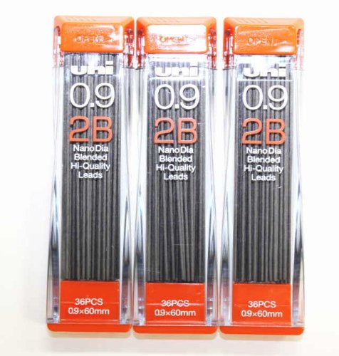 4560214921622 - STRENGTH & DEEP & SMOOTH -UNI-BALL EXTRA FINE DIAMOND INFUSED PENCIL LEADS, 0.9MM-2B-36LEADS X 3 PACK/TOTAL 108 LEADS