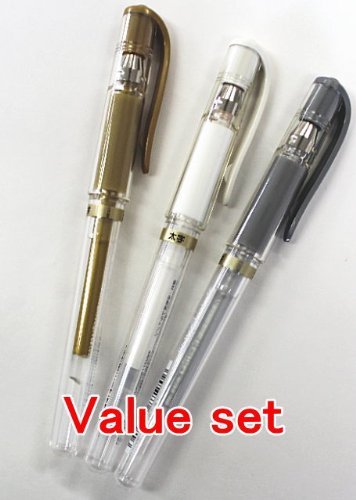 4560214922421 - UNI BALL SIGNO GEL INK PENS -MEDIUM POINT 1.0MM-GOLD & SILVER & WHITE INK-VALUE SET OF 3