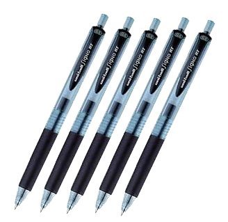 4560214923275 - UNI-BALL SIGNO RT RUBBER GRIP & CLICK RETRACTABLE ULTRA MICRO POINT GEL PENS -0.38MM-BLACK INK-VALUE SET OF 5