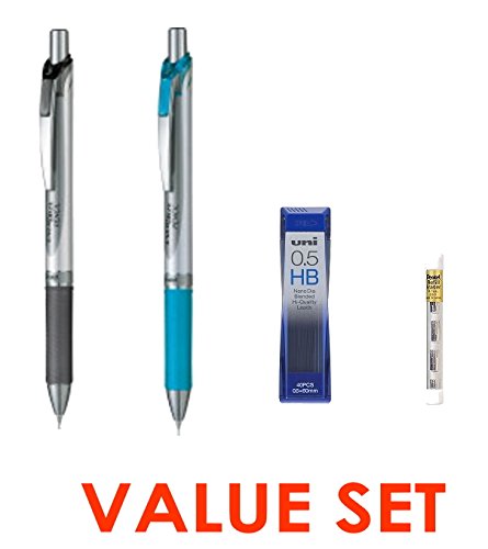 4560214924012 - PENTEL ENERGEL 0.5MM MECHANICAL PENCIL STARTER VALUE SET / 2 MECHANICAL PENCIL (BLACK BODY & BLUE BODY) + 4 REFILL ERASERS + UNI 0.5MM HB TOP QUALITY DIAMOND INFUSED LEADS WITH OUR SHOP ORIGINAL PRODUCT DESCRIPTION