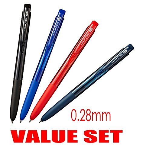 4560214924562 - VERY SMOOTH, ALTHOUGH IT IS A MICRO POINT-UNI-BALL SIGNO RT1 RUBBER GRIP & CLICK RETRACTABLE ULTRA MICRO & EXTRA FINE POINT GEL PENS -0.28MM-BLACK,BLUE,RED,BLUE BLACK INK-EACH 1 PEN- VALUE SET OF 4
