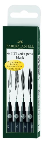 4562230163475 - PITT ARTIST PENS - WALLET SET OF ALL 4 PEN STYLES IN BLACK