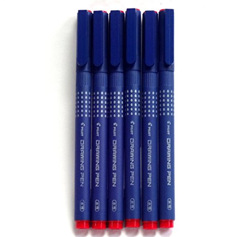 4562498402781 - PILOT DRAWING PENS, PACK OF 6 ASSORTED TIP SIZES (0.05MM-0.8MM), RED INK(JAPAN IMPORT)