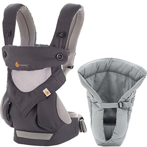 0045625038953 - ERGO BABY BC360PBKGR1- 360 CARRIER WITH INFANT INSERT CARBON GREY