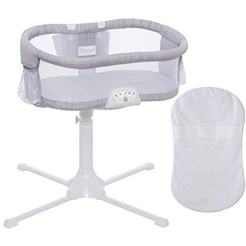 0045625040925 - HALO - SWIVEL SLEEPER BASSINET - LUXE PLUS SERIES - GRAY MELANGE WITH 100 COTTON WHITE FITTED SHEET