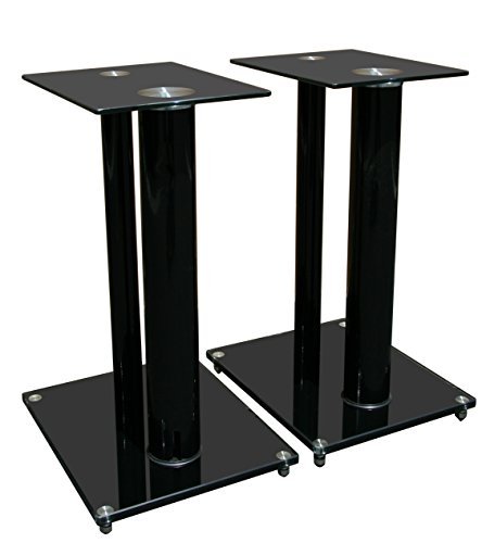 0045635109292 - MOUNT-IT! MI-28B UNIVERSAL PREMIUM HIGH-QUALITY FLOOR-STANDING, HOME THEATER 5.1 CHANNEL SURROUND SOUND SYSTEM SATELLITE AND BOOKSHELF SPEAKER STANDS MOUNTS, REAR AND FRONT, ONE PAIR, 22 LB CAPACITY, BLACK