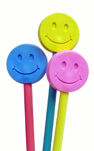 0045635870444 - HAPPY FACE ERASER TOPS, PACKAGE OF 36