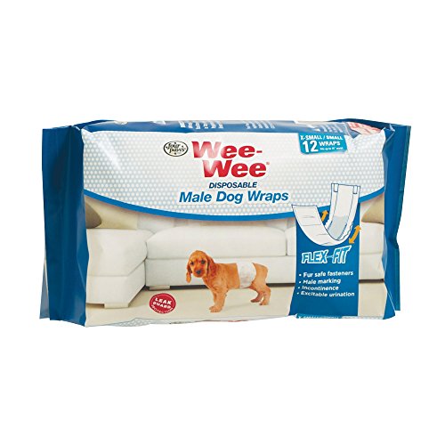0045663972264 - WEE-WEE DISPOSABLE MALE DOG WRAPS, 12 PACK, X-SMALL/SMALL