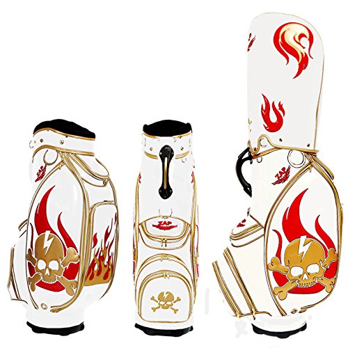 4571297080830 - ZAP GOLF. 800.000 NEEDLE EMBROIDERY & PATCHWORK SKULL CADDY BAG WHITE (WHITE)