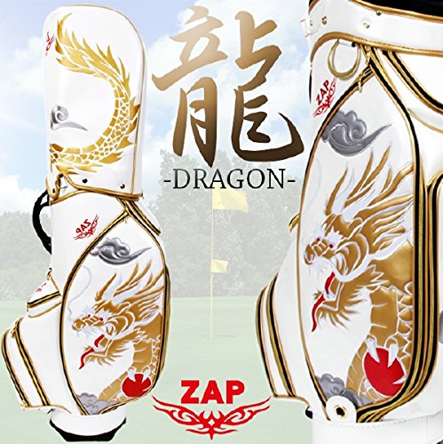4571297085019 - ZAP GOLF. 800.000 NEEDLE EMBROIDERY & PATCHWORK DRAGON CADDY BAG WHITE