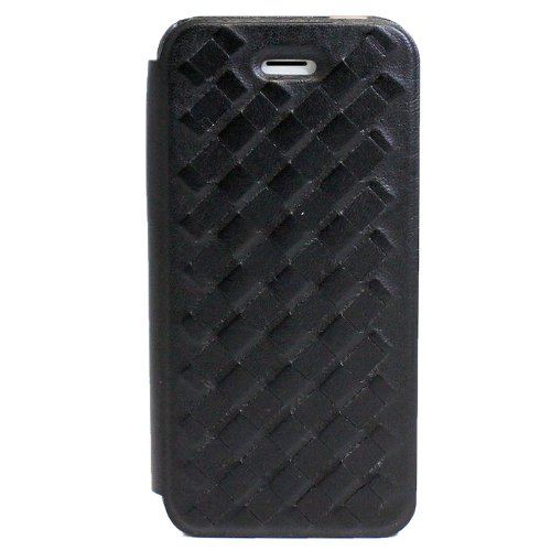 4571465630966 - IPHONE 5S, IPHONE 5 CROCHET FLIP LEATHER CASE WITH SIDE OPEN LID, COLOR: BLACK