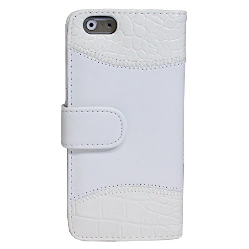 4571465638856 - IPHONE 6 CROCODILE PATTERN NOTE BOOK TYPE LEATHER CASE WITH CARD HOLDER AND STAND, COLOR: WHITE