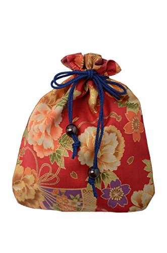 4573295021013 - SAKURA WOMENS TRADITIONAL JAPANESE PATTERN POUCH BAG (MADE IN JAPAN) KINCHAKU POUCH-115 RED