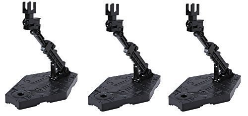4573310340778 - BANDAI HOBBY ACTION BASE 2 DISPLAY STAND (1/144 SCALE), BLACK-VALUE SET OF 3, PLUS A CHARACTER CARD OF GUNDAM TRY AGE
