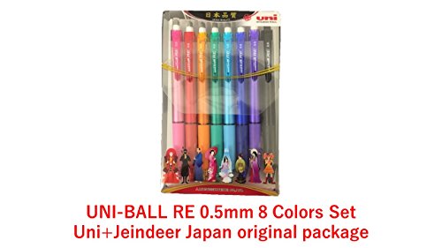 4580405830878 - \2017 NEW/ UNI ERASABLE GEL INK PEN UNI-BALL RE 0.5MM, 8 COLORS SET (UNI+JEINDEER JAPAN ORIGINAL PACKAGE) / TOTAL 8 PENS