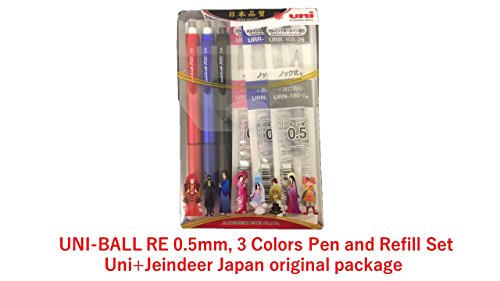4580405830885 - \2017 NEW/UNI ERASABLE GEL INK PEN UNI-BALL RE 0.5MM, 3 COLORS PEN AND REFILL SET (UNI+JEINDEER JAPAN ORIGINAL PACKAGE) / TOTAL 3 PENS & 3 REFILLS