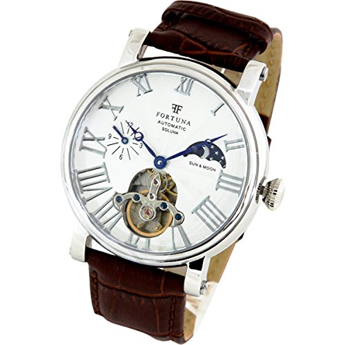 4580451573774 - MECHANICAL AUTOMATIC WATCHES HAND-ROLLED SUN AND MOON SKELETON ITALIAN LEATHER STRAP MENS BUSINESS CASUAL LUXURY MEN'S