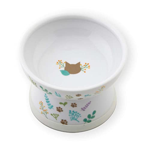 4580471868492 - NECOICHI RAISED STRESS FREE CAT FOOD BOWL, ELEVATED, BACKFLOW PREVENTION, DISHWASHER AND MICROWAVE SAFE, NO.1 SELLER IN JAPAN! (2022 BOTANICAL GARDEN LIMITED EDITION, REGULAR)