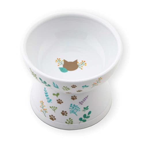 4580471868515 - NECOICHI RAISED STRESS FREE CAT FOOD BOWL, ELEVATED, BACKFLOW PREVENTION, DISHWASHER AND MICROWAVE SAFE, NO.1 SELLER IN JAPAN! (2022 BOTANICAL GARDEN LIMITED EDITION, LARGE)
