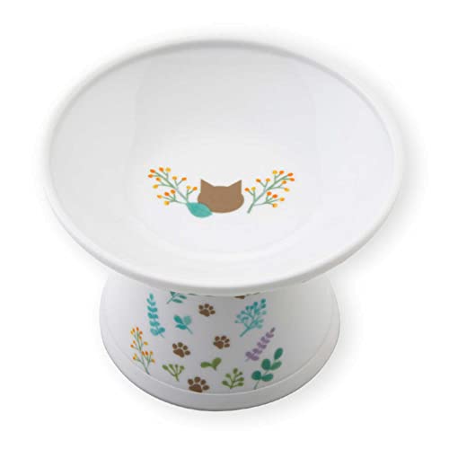 4580471868522 - NECOICHI EXTRA WIDE RAISED CAT FOOD BOWL, ELEVATED, PREVENT NECK & WHISKER FATIGUE, DISHWASHER AND MICROWAVE SAFE, NO.1 SELLER IN JAPAN! (2022 BOTANICAL GARDEN LIMITED EDITION, EXTRA WIDE)