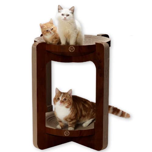 4580471869161 - NECOICHI COZY CAT SCRATCHER BOWL, 100% RECYCLED PAPER, CHEMICAL-FREE MATERIALS, NO.1 SELLR IN JAPAN! (TOWER (DARK CHERRY), XL)