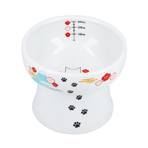 4582725980745 - NECOICHI RAISED CAT WATER BOWL, ELEVATED, WITH MEASUREMENT LINES, DISHWASHER AND MICROWAVE SAFE, NO.1 SELLER IN JAPAN! (EXTRA TALL, FUJI LIMITED EDITION)