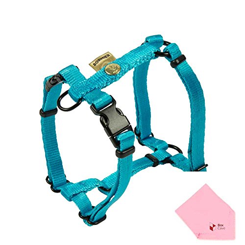 4589938350624 - BORNIER QUICK RELEASE BUCKLES (DUAL QUICK-LOCKS) SMOOTH, COMFORTABLE AND EASY-BREATHING H-STYLE HARNESS (COMES W/ BOXCAVE MICROFIBER CLEANING CLOTH) (14.5''-23.2'' (CHEST GIRTH), LAKE BLUE)