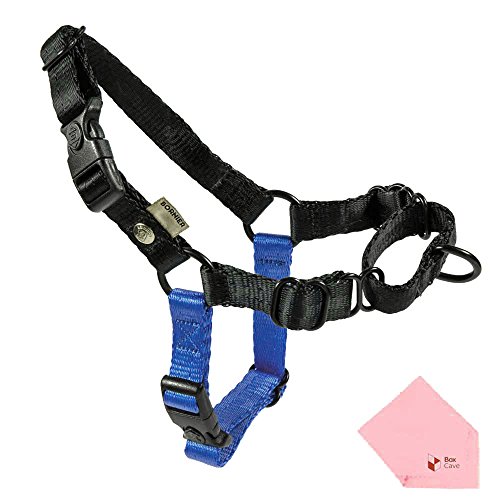 4589938350693 - BORNIER NO PULL & NO CHOKE, ADJUSTABLE & HEAVY DUTY DOG WALKING HARNESS (COMES W/ BOXCAVE MICROFIBER CLEANING CLOTH) (14.9''-19.6'' (CHEST WIDTH), BLACK)