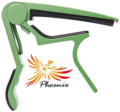 4589958531034 - PHOENIX ONE TOUCH GUITAR CAPO, GUITAR MAINTENANCE FIBER CLOTH, AND MAKER'S GUARANTEE: THREE ITEM SET! (FOR USE WITH FOLK , ELECTRIC , CLASSIC , ACOUSTIC GUITARS) GREEN ~ TREE FROG ~