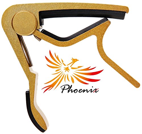 4589958531096 - PHOENIX ONE TOUCH GUITAR CAPO 【 TYPE M 】, GUITAR MAINTENANCE FIBER CLOTH, AND MAKER'S GUARANTEE: THREE ITEM SET! (FOR USE WITH FOLK , ELECTRIC , CLASSIC , ACOUSTIC GUITARS) ~ STAY GOLD ~