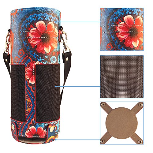 0045907695386 - PROTECTIVE CARRYING CASE FOR AMAZON ALEXA ECHO - PREMIUM FAUX LEATHER ARTISTIC COVER SLEEVE SKINS WITH HOLDING STRAP TURQUOISE PAISLEY DESIGN FROM ZZTECK