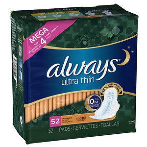 4601201007292 - ALWAYS - ULTRA THIN OVERNIGHT PADS, WITH FLEXI-WINGS - 52 EA