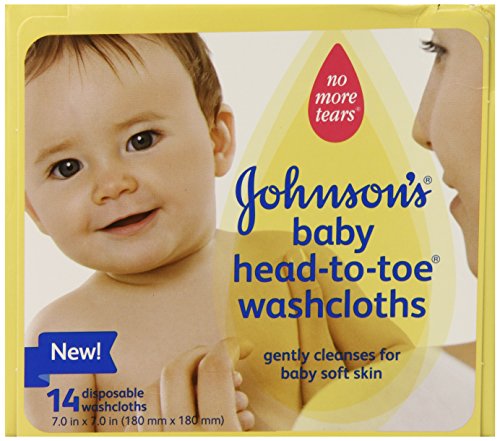 4606272018581 - JOHNSON'S BABY HEAD-TO-TOE DISPOSABLE WASHCLOTHS, 14 COUNT