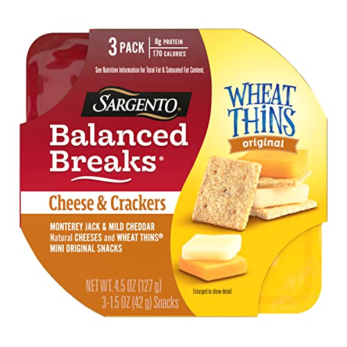 0046100353417 - SARGENTO BALANCED BREAKS CHEESE & CRACKERS, MONTEREY JACK & MILD CHEDDAR NATURAL CHEESES AND WHEAT THINS MINI ORIGINAL SNACKS SNACK KIT, 3-PACK