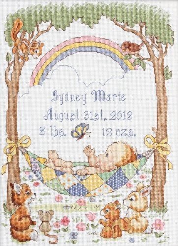 0046109455945 - BUCILLA COUNTED CROSS STITCH BIRTH RECORD KIT, 10 BY 13.5-INCH, 45594 OUR LITTLE BLESSING