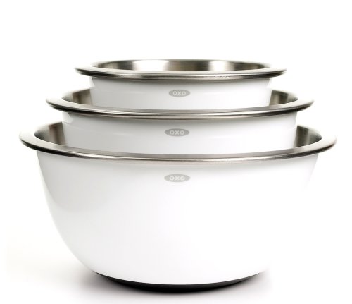 4614405716624 - OXO GOOD GRIPS 3-PIECE STAINLESS-STEEL MIXING BOWL SET, WHITE