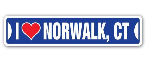 0046144147027 - I LOVE NORWALK, CONNECTICUT STREET SIGN CT CITY STATE US WALL ROAD DÉCOR GIFT