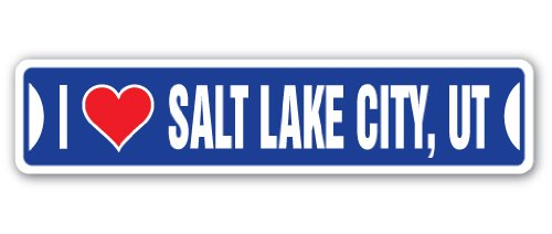 0046144153271 - I LOVE SALT LAKE CITY, UTAH STREET SIGN UT CITY STATE US WALL ROAD DÉCOR GIFT