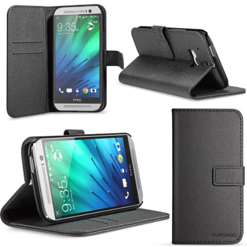 0046144969339 - HTC ONE M8 CASE, SUPCASE PREMIUM WALLET LEATHER CASE FOR HTC ONE M8 (2014 RELEASE), BLACK